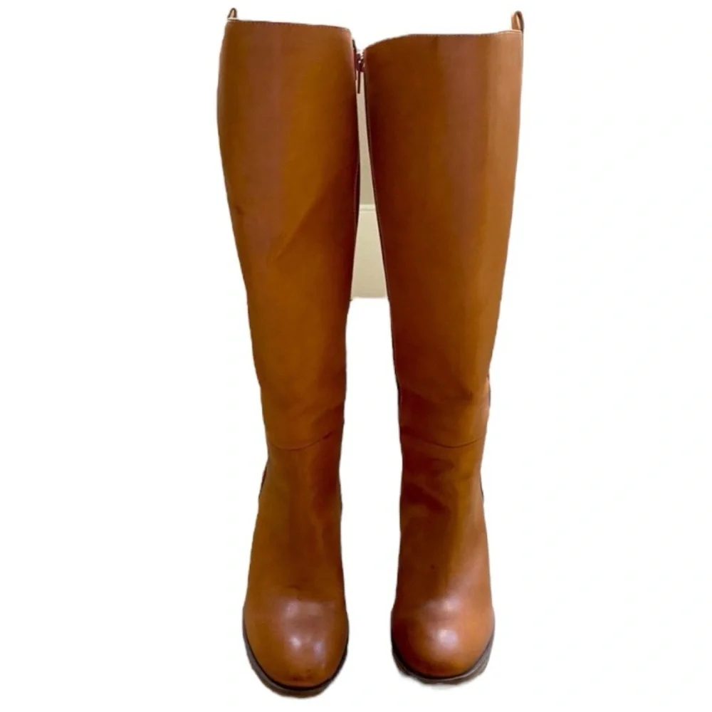 Korks Harley Brown Leather Knee-High Boots Size 8.5 Size Zip Kork Ease - Picture 5 of 10